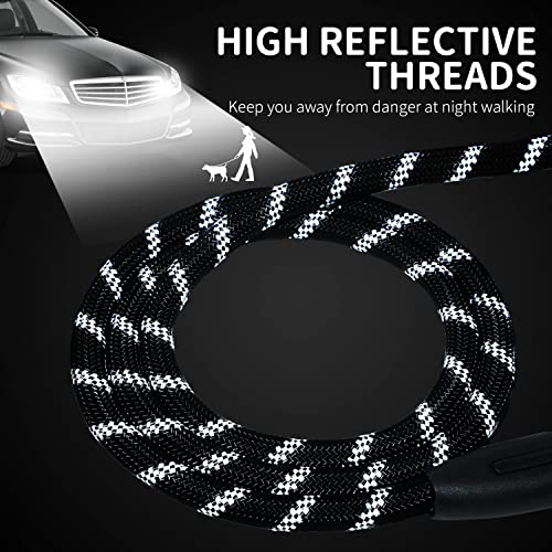 Image of Long Dog Leash for Training 30Ft-Reflective Nylon Rope with Swivel Hook-Recall Agility Lead for Large Small Medium Dogs Outside Walking Hiking-Black Diam 1 /2 inch