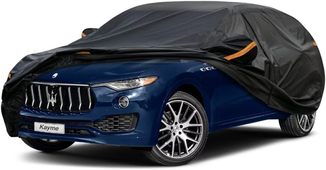 SUV Car Cover Fit for Maserati Levante (2017-2025) Automobiles All Weather Waterproof, Outdoor Cover Sun Rain Protection, with Lock and Zipper Door.Black
