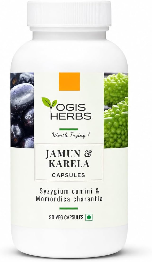 YOGIS HERBS Jamun & karela Capsules (Syzygium cumini & Momordica charantia) for Healthy Metabolism Support – 90 Veg Capsules