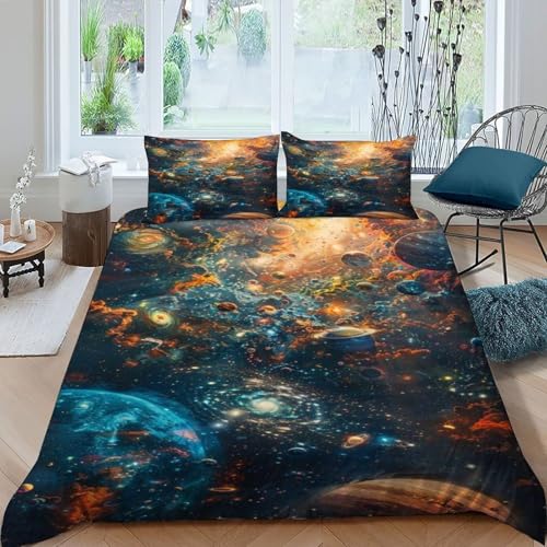 Housse de couette nébuleuse planétaire 200x200 en microfibre haut de gamme - 3