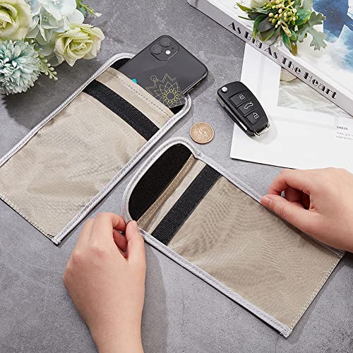 OLYCRAFT 2pcs Anti Radiation Cell Phone Sleeve 5mm Thick Security Pouch Faraday Bag 5G GPS EMF RFID Signal Blocking Bag Shielding Pouch for Phone Electronic Devices Wallet Protection Silver 11x18.5 cm - Image 3
