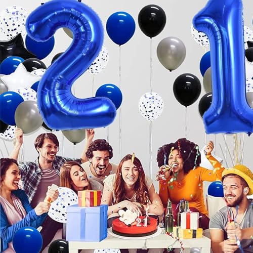 Image of TONIFUL 40 Inch Navy Blue Number 20 Balloon Large Foil 20th Birthday Decor