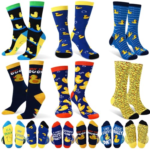 Glitopper 6 Pairs Yellow Duck Socks Gifts for Women Men