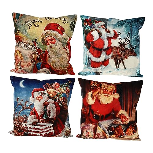 Alipis 1 Juego Funda De Almohada Fundas De Cojines De Oro Cojines De Jardin Decoraciones Cubiertas De Almohada Decoración Navideña De Época Almohadas De Cama Rojo Lino 4 Piezas