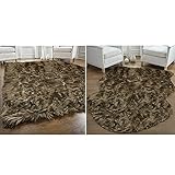 Gorilla Grip Faux Fur Rectangle Area Rug and Faux Fur Sheepskin Area Rug, Both in Brown Color, Both...
