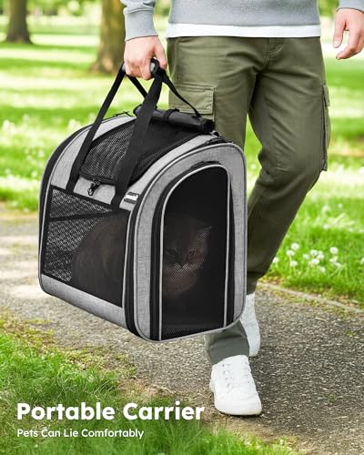 Image of Pecute Cat Backpack, Upgraded Cat Carrier Backpacks with Widened Interior Space, Pet Backpack Carrier for Small Dogs and Small to Medium Cats, Travel Pet Carrier with Soft Padded, Reinforced Support