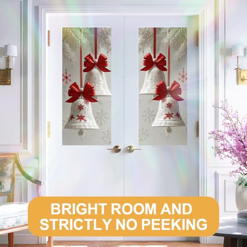 Image of Christmas White Bell Red Bow Window Film 17.32x39.37in Cling