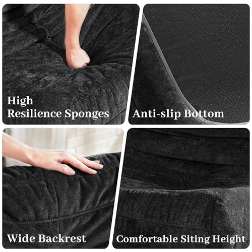 Image of HABUTWAY Giant Bean Bag Chairs Lazy Sofa for Adults,Corner,Black | Memory Foam Bean Bag Chairs,Fireside Corner Chair,Lazy Floor Corner Sofa for Living Room, Bedroom, Dorm, Office