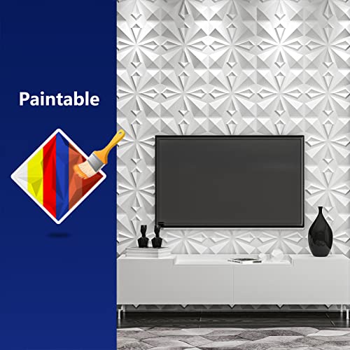 Panneaux muraux 3D PVC blanc texturé Art3dwallpanels pour déco salon - 6