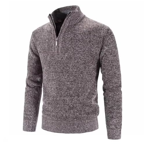 Men Thick Knitted Sweater Solid Color Zipper Mock Neck Pullovers Slim Fit Knit Causal Cardigan3