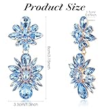 Shimmeroo Light Blue Earrings for Women,Dangle Earrings Rhinestone Flower Crystal Drop Earring for Wedding Brides Jewelry Christmas Gifts - Image 2
