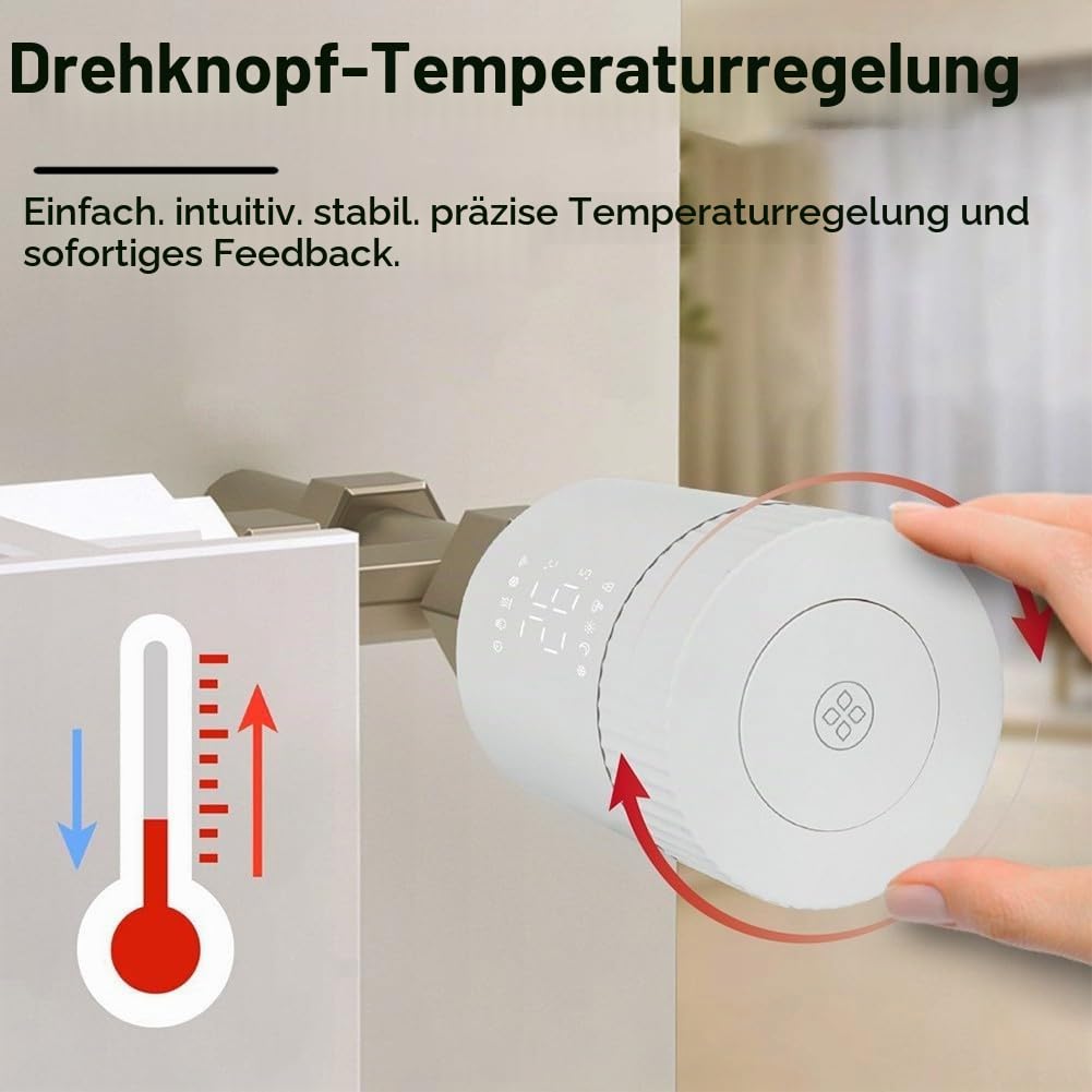 3 Stück Smartes Heizkörperthermostat, Heizungssteuerung per App und Smart Speaker, Geofencing, Fensteröffnungserkennung, Heizungsthermostat, Steuerung per Alexa-Google Assistant