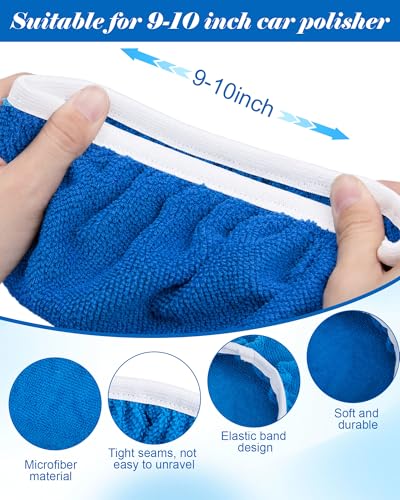 Image of Tallew 40 Pcs 9 to 10 Inches Buffer Pads Bulk Car Polisher Bonnets Orbital Buffer Bonnets Microfiber Polishing Pad Car Wax Cover for Cleaning and Polishing (Dark Blue)