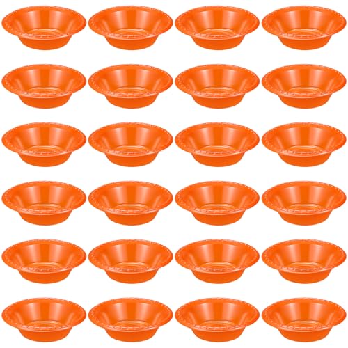 yskplrkn 24 Pack 16oz Orange Disposable Plastic Bowls Dessert, Ice Cream, Salad, Soup Serving Cups for Party, Picnic, Food Snacks (Orange)
