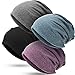 SATINIOR 4 Pieces Slouchy Beanie Hat Sleeping Cap Baggy Skull Knit Sleeping Hat Headwear Head Wrap Cap for Men Women (Purple, Dark Gray, Black, Light Blue), Medium