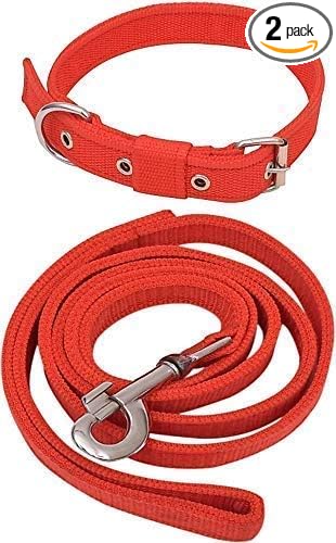 Dog & Cat Nylon Red Leash with Collar Set Small, RED Designed Dog Collar Belt