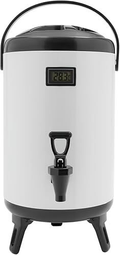 Miniatura 1 de Dispensador de bebidas de acero inoxidable de 2.64 galones, dispensador de bebidas frías y calientes con espita y termómetro para café, té, jugo,