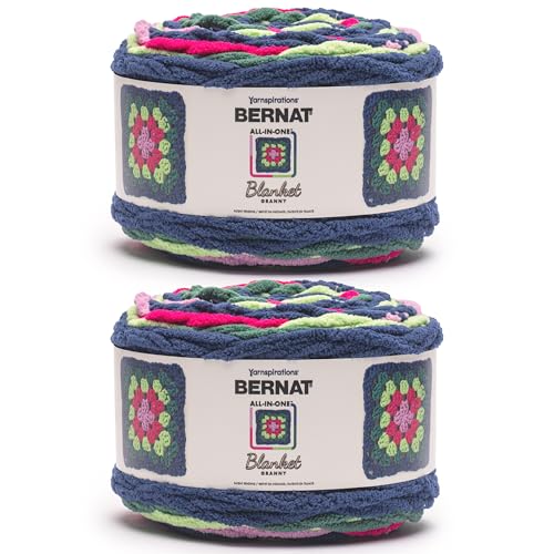 Bernat All in One Blanket Granny Soft Crochet Yarn, Flower Garden, 2-Pack