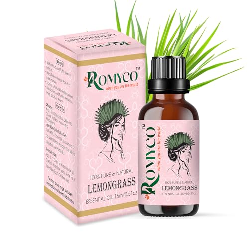 Image of Romyco Lemongrass Essential Oil 15ml for Nourishing Hair | Skin Face Moisturiser | Insect Repellent | Use in Diffuser | Pure Natural Premium & Undiluted