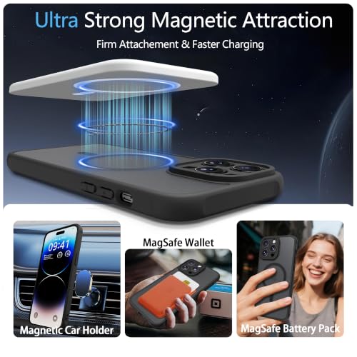 Image of for iPhone 13 pro Case [Compatible with Magsafe]Translucent Matte Phone Cover, [10 FT Military Grade Drop Protection] Slim Durable Shockproof Protective Bumper (Black Magnetic, iPhone 13 pro)