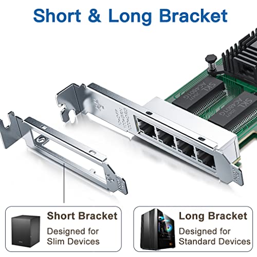 Image of 1Gbe Ethernet Network Adapter (NIC) for Intel 82580, Quad Copper RJ45 Ports, PCI Express 2.0 X4, Same as I340-T4 / E1G44HT
