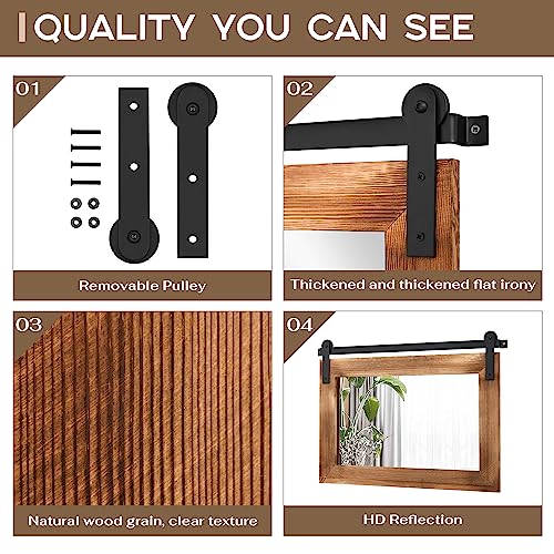 Image of COGOOD Farmhouse Bathroom Mirrors for Over Sink - 22 x 30 Brown