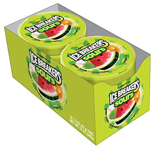Image of Ice Breakers Sours Sugar Free Candy with Flavour Crystals - Watermelon & Green Apple, 42g (Pack of 2)