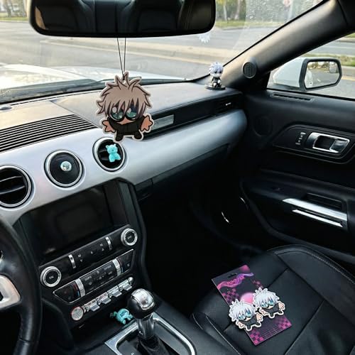 Image of PumpCar 2 pieces Chibbi Gojo Satoru double-sided hanging Japanese anime cherry scented car air freshener Cool anime hanging for rearview mirror Car Interior Accessories Gifts