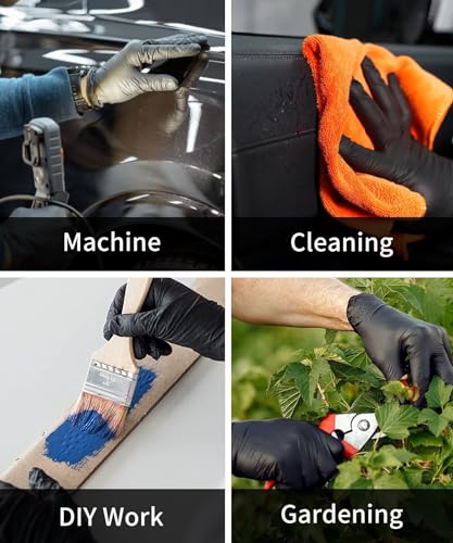 Image of NEOTRIL 6 Mil Heavy Duty Black Nitrile Disposable Gloves, Latex Powder-Free, Textured Rubber Gloves for Cooking Mechanic