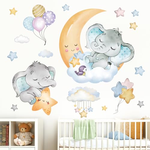 Vinilos Decorativos Infantiles Elefantes y Luna Fufuquare miniatura 2