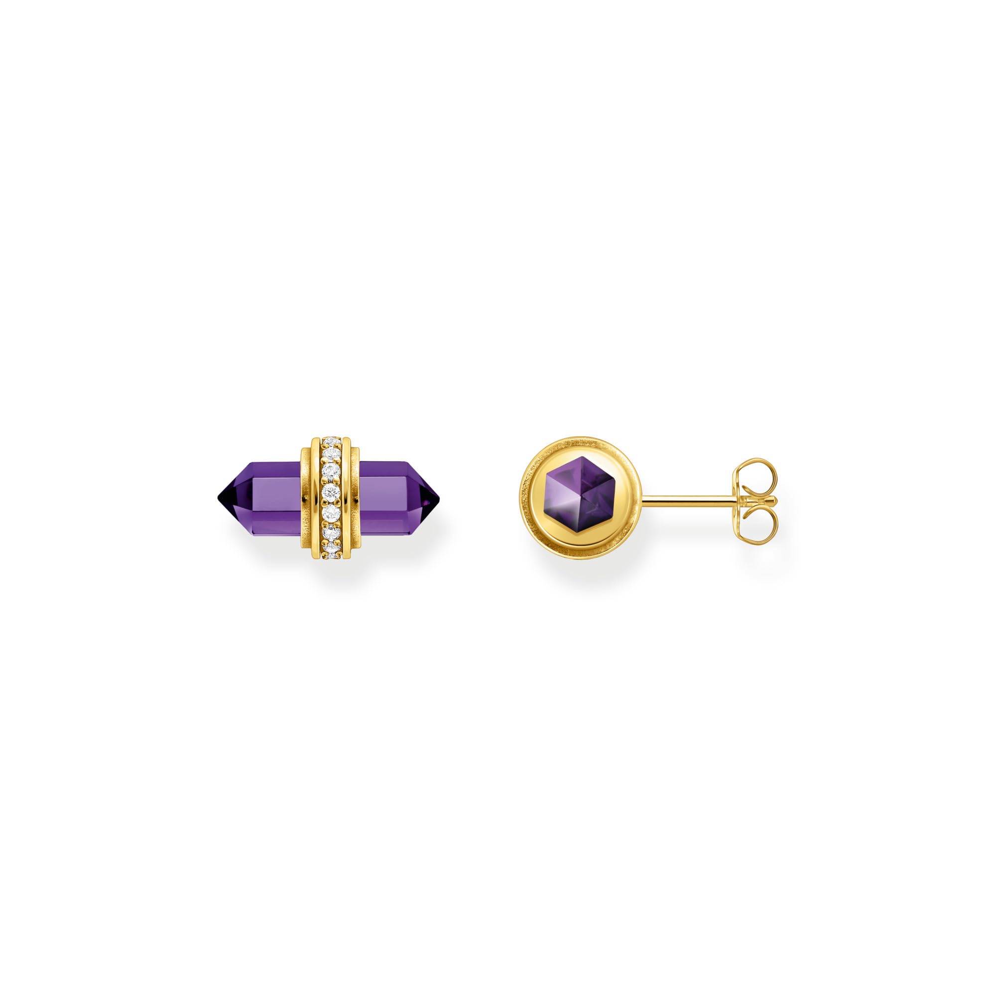 THOMAS SABO Ohrstecker mit violettem Onyx Kristall vergoldet 925 Sterlingsilber, 750 Gelbgold Vergoldung