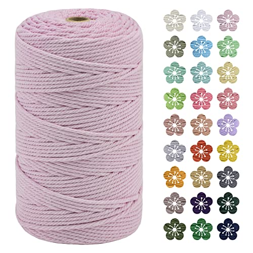 LEREATI Macrame Cord 3mm x 200m, Thick Macrame Rope Natural Cotton Rope Craft String
