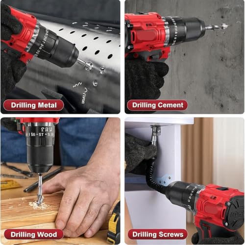 Image of XTOOLS 21V Cordless Impact Drill | 2-Speed Brushless Motor | 10mm Metal Chuck, LED Light | Heavy-Duty for Wood, Brick & Metal | Includes 2 Batteries & Charger