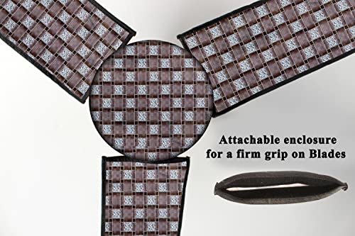 Image of Stylista Waterproof & Dustproof Three Blade Ceiling Fan Cover with attachable Enclosure Set of 2 Fan Covers Basketweave Pattern Multicolor