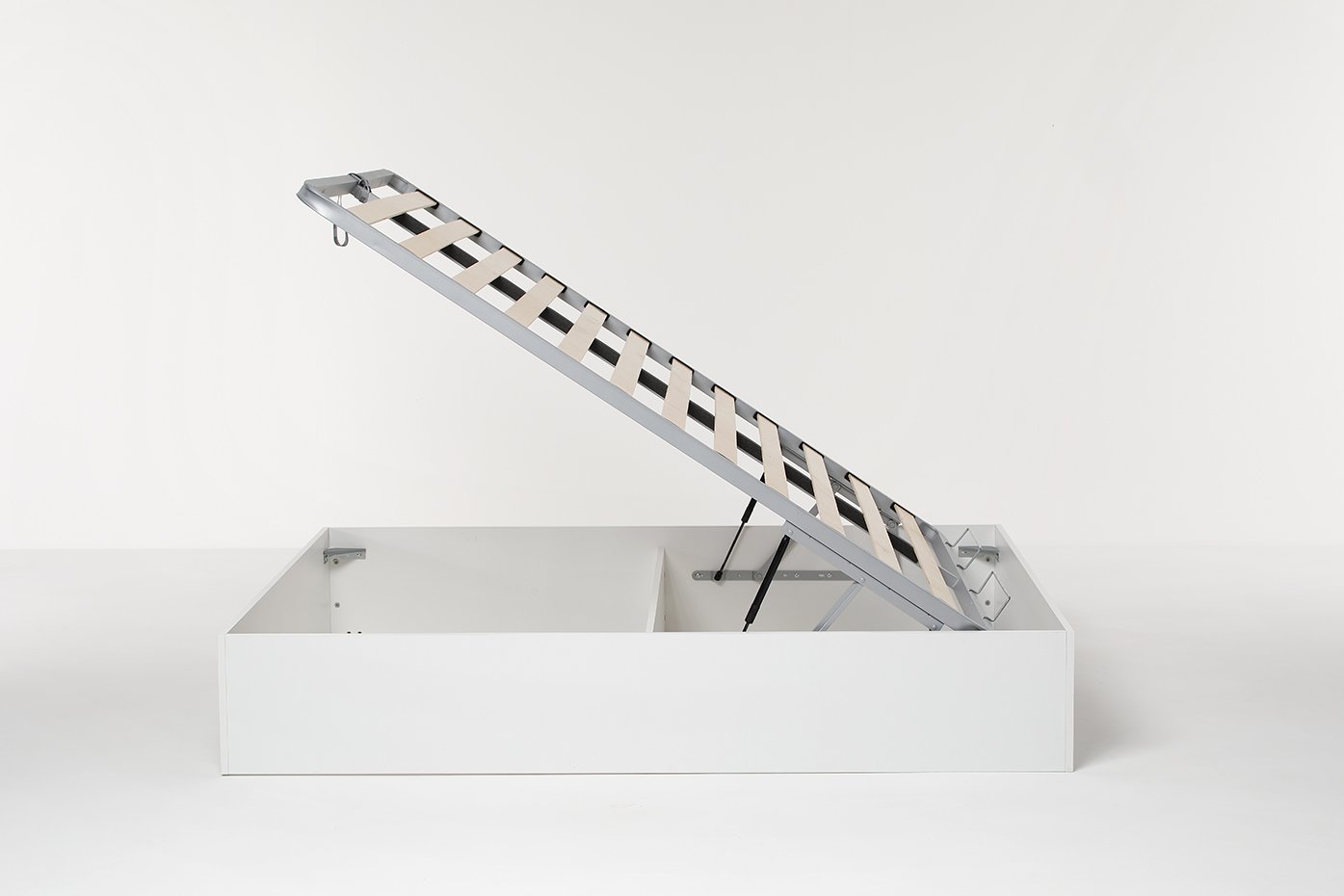 Letto Contenitore Cangù Bed Box Matrimoniale, 160x190 cm Bianco, con Rete a Doghe e Sistema di Sollevamento