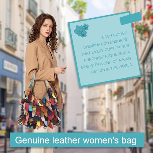 Handmade Cowhide Multi-color Block Random Stitching Unique Style Women's Bag - Crossbody, Shoulder and Handheld3