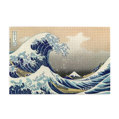 浮世絵 神奈川沖浪裏 葛飾北斎 木製 パズル 娯楽 知育玩具 ストレス軽減 ジグソーパズル 減圧 装飾 室内装飾 壁飾り 誕生日プレゼント 子供 大人 1000pcs