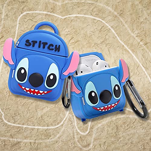 Airpods Case, Cute Lovely Stitch 3D Cartoon Cool Animal Airpods Cover Skin, Soft Silicone Protective Shockproof Charging Case For Apple Air Pods 2 & 1 Kids Girls Boysteens Gifts #TOP5