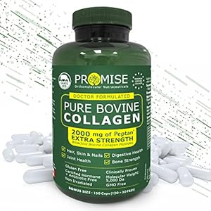 Promise Bovine Collagen Capsules 150 Count – Premium Supplement for Hair, Skin & Nails, Bone Strength & Joint Health – Supports Radiant Skin & Stronger Nails – Made in Canada