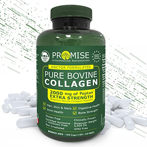 Promise Bovine Collagen Capsules 150 Count – Premium Supplement for Hair, Skin & Nails, Bone Strength & Joint Health – Supports Radiant Skin & Stronger Nails – Made in Canada