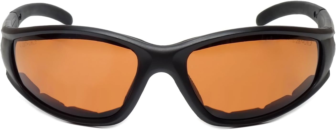 23BF Safety Glasses Black/Copper Orange Men Women Wind Debris Anti Fog Slip Glare Shatterproof UV Protection Nylon