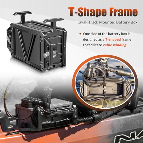 Image of Track Mounted Battery Box for Fish Finders, Replace for YakAttack CellBlok (CLB-1002), Compatible with YakAttack Switchblade Transducer Arm, Fit for Most 7, 9, or 10 Ah 12v Batteries