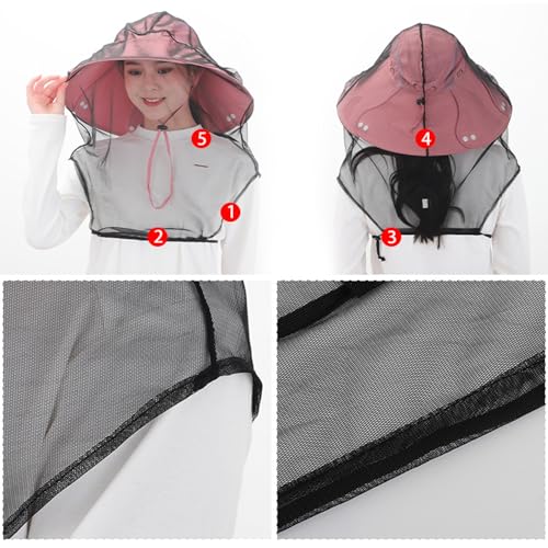 Red protectora para cabeza con correas al pecho, malla ultra grande para cubrir cara sobre sombreros, protector contra insectos para jardinería, senderismo, pesca y camping miniatura 3