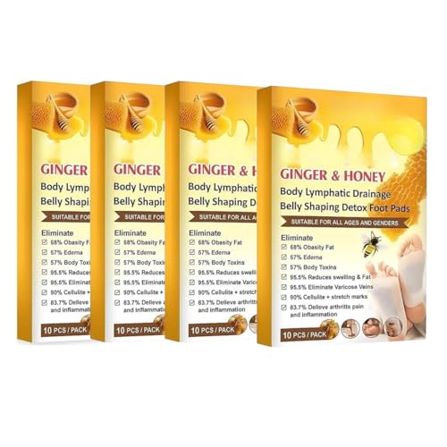 BLUE PARI ENTERPRISE Detox Foot Patch | Ginger Lymphatic Drainage Foot Pads | Stress Relief, Toxin Cleanse & Deep Sleep Support | Night Detox Patch for Men & Women (4 Box = 40 Patches)