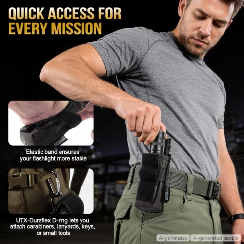 Image of OneTigris Flashlight Holster Flashlight Holder Molle Flashlight Holster Tactical Flashlight Pouch Holder for Belt 1000D Cordura Nylon
