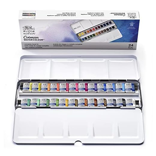 Winsor & Newton - Acuarela Cotman - Caja metálica 24 medio godets