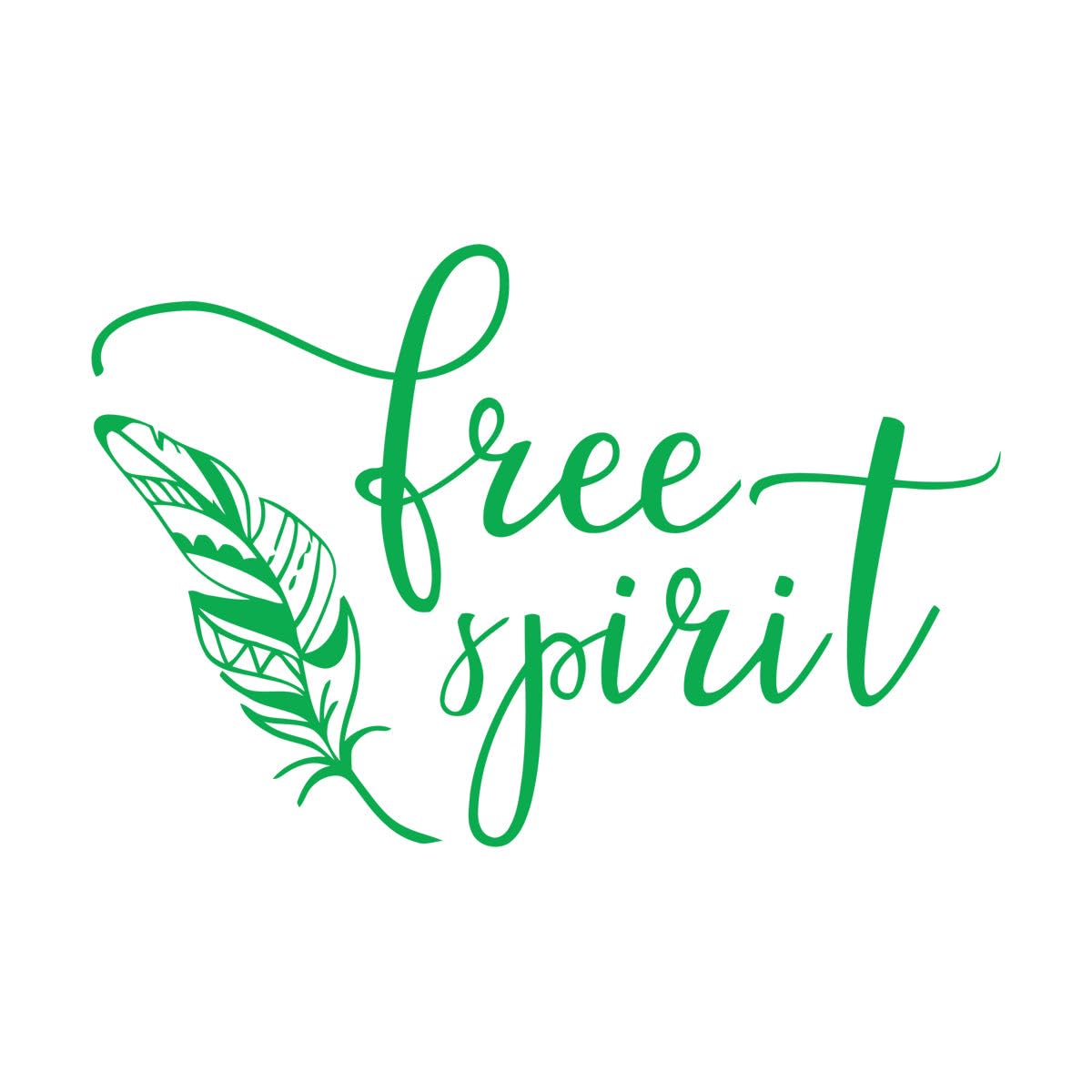 Free Spirit Quote Wall Art Decal Flying Feather Wall Sticker Freedom Style Wallpaper Home Interior Decoration Vinyl Art Large - 54x84cm — image 1