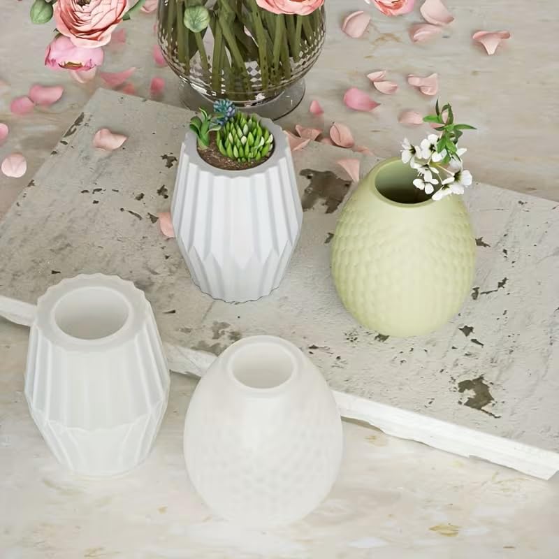 FirstTry Vase Resin Mold I Geometric Pattern Pillar Casting Plaster Silicone Epoxy Candlestick Mould I Succulent Concrete Molds for DIY Handmade Ornament Storage Pen Holder Flowers Pot Home Décor (Scale) - Image 5