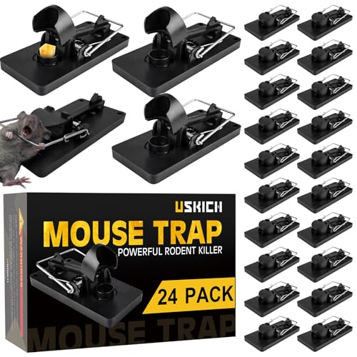 24 Pack Mouse Traps Indoor for Home Mice Traps for House Reusable Mouse Trap that Work Small Mice Catchers for Home Indoor Quick-Set Mousetraps for House Effective