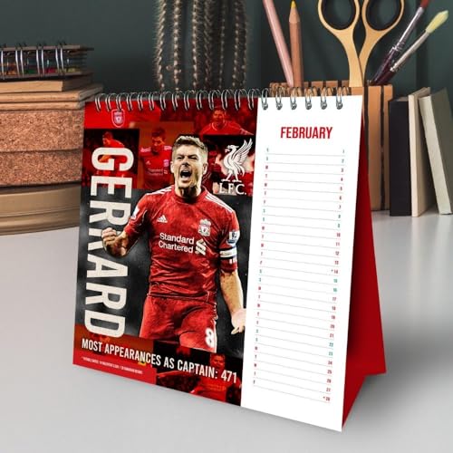 2025 Calendar Liverpool FC Month to View Football Desk Easel Official Product
